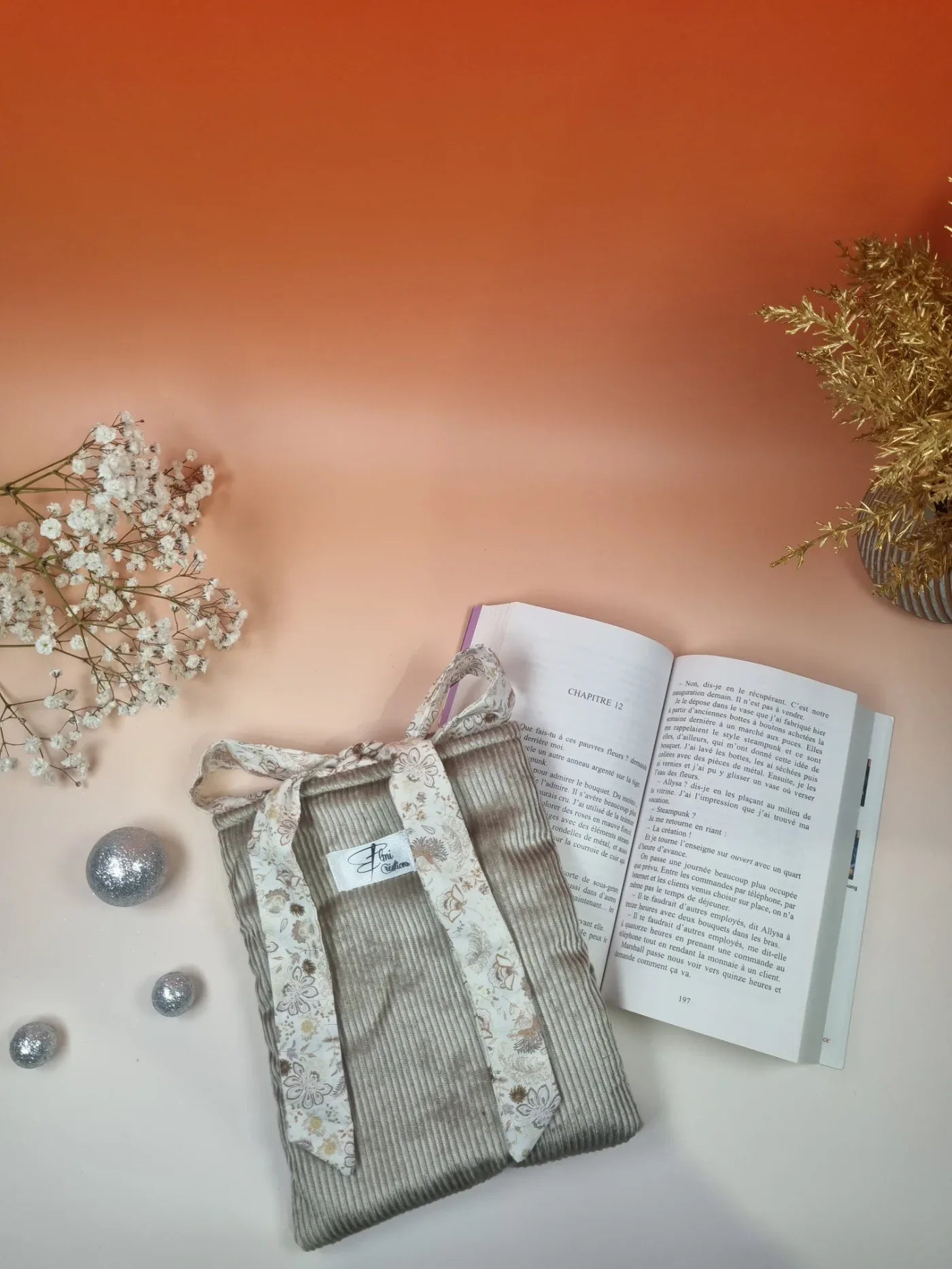 Housse de livre de poche velours marron - ELMI Créations