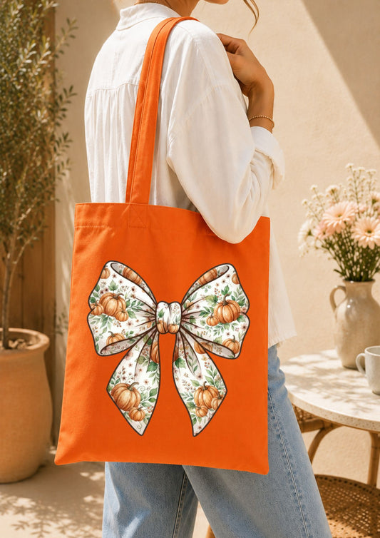 Tote bag Nœud & Citrouilles d'Automne