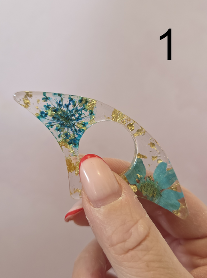 Bague de lecture fleurs séchées & dorée