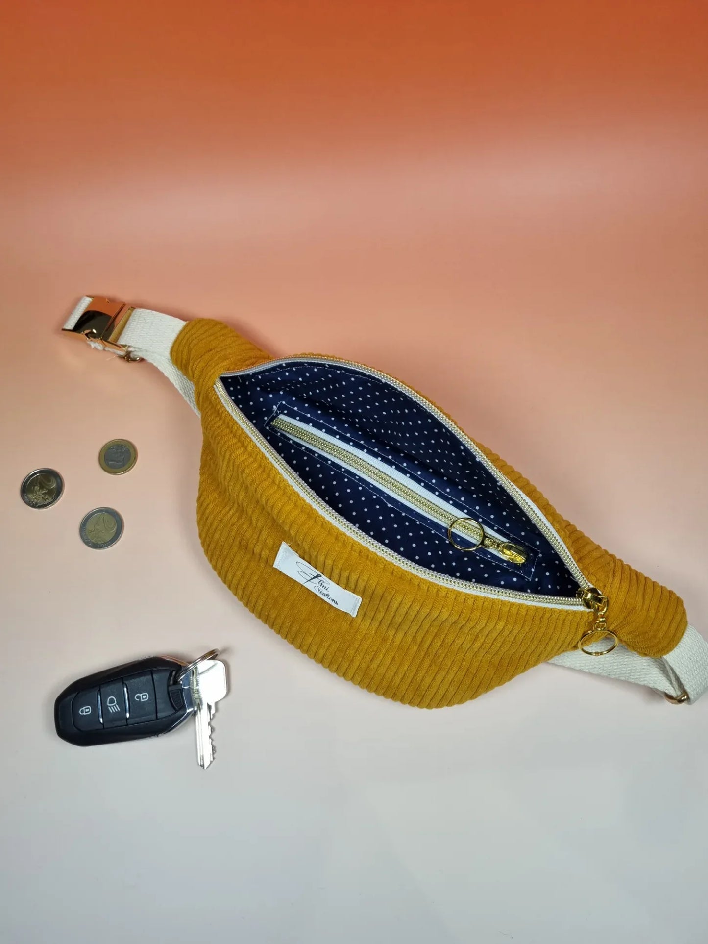 Sac banane velours moutarde - ELMI Créations