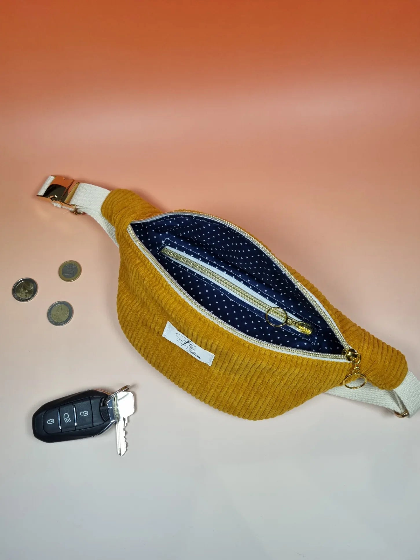 Sac banane velours moutarde - ELMI Créations