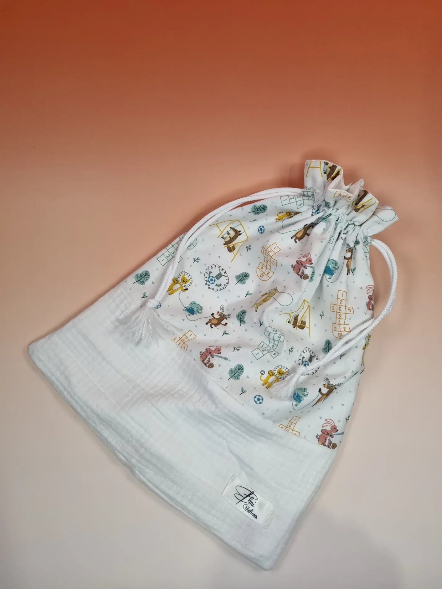 Sac pochon motifs école - ELMI Créations