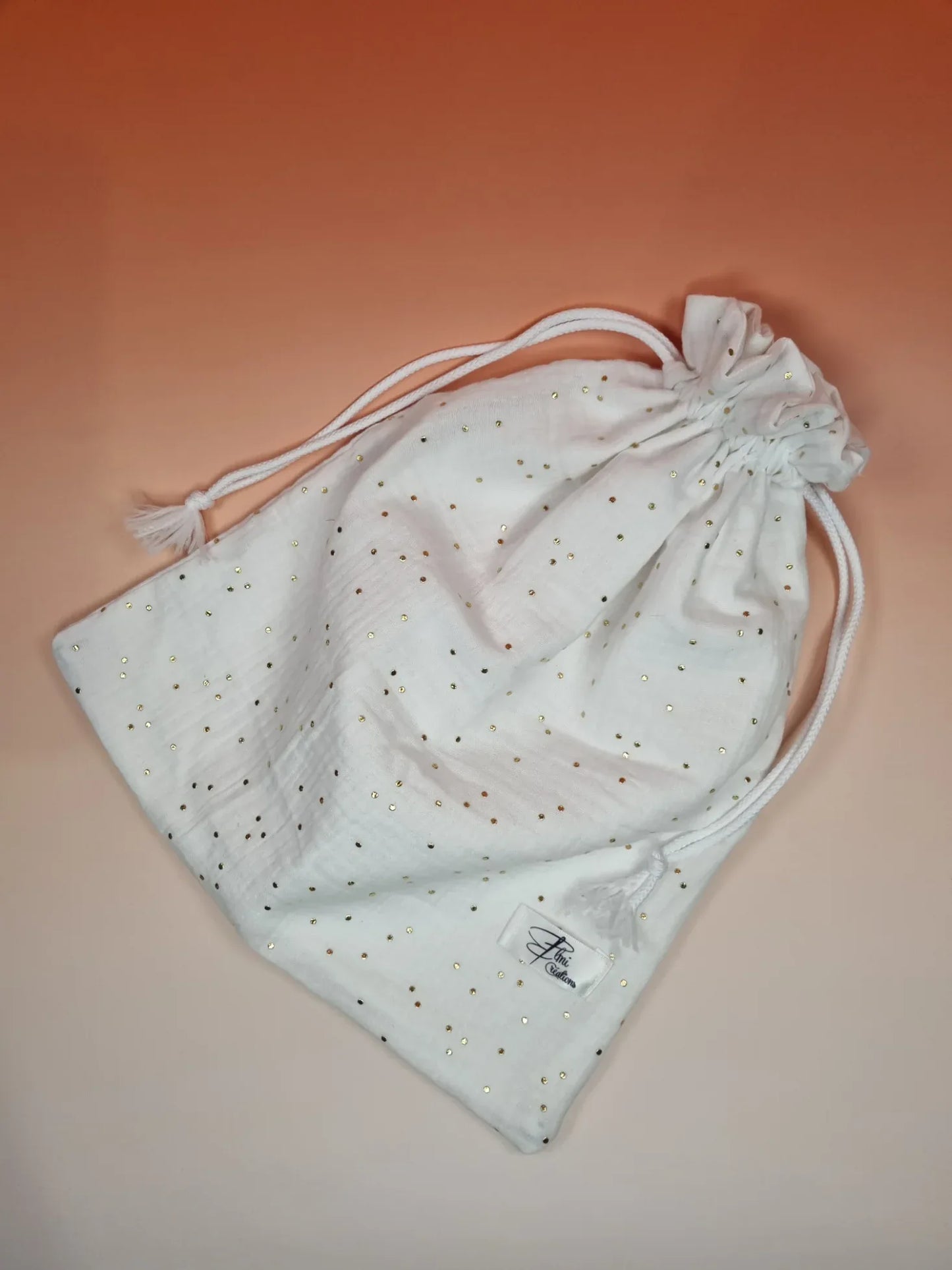 Sac pochon double gaze blanc - ELMI Créations