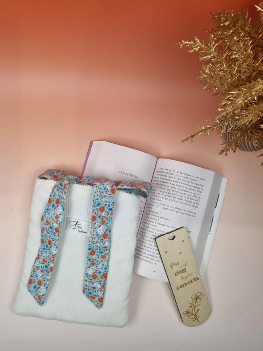 Housse de livre velours blanc - ELMI Créations