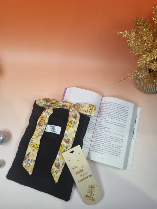 Housse de livre velours noir - ELMI Créations