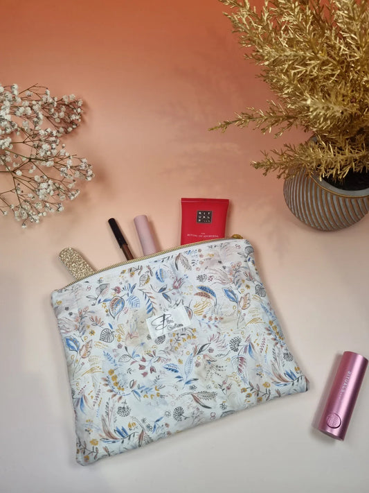 Pochette plate fleurs bleues - ELMI Créations