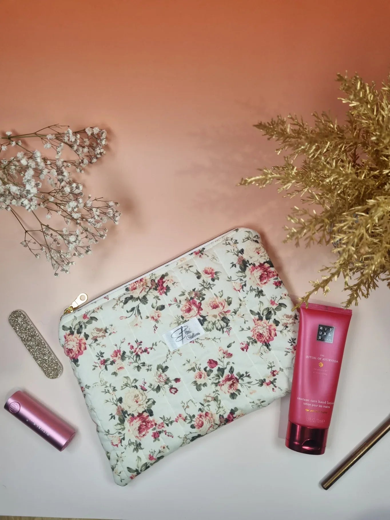 Pochette plate jolies fleurs - ELMI Créations