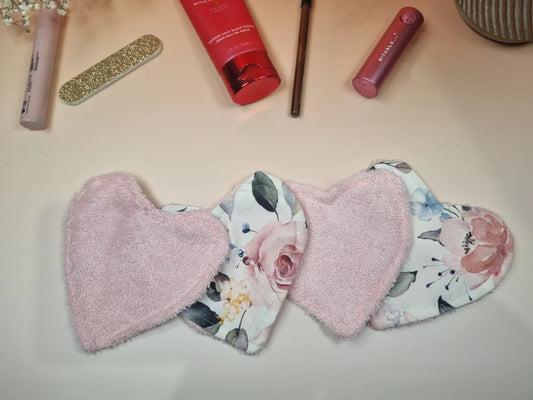 cotons lavables coeurs roses - ELMI Créations