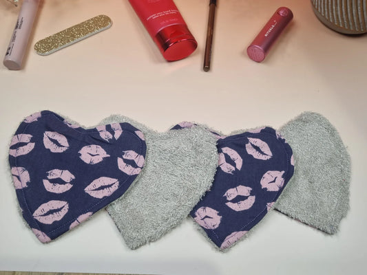 Cotons lavables coeurs violette - ELMI Créations