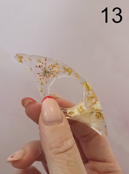 Bague de lecture fleurs séchées & dorée