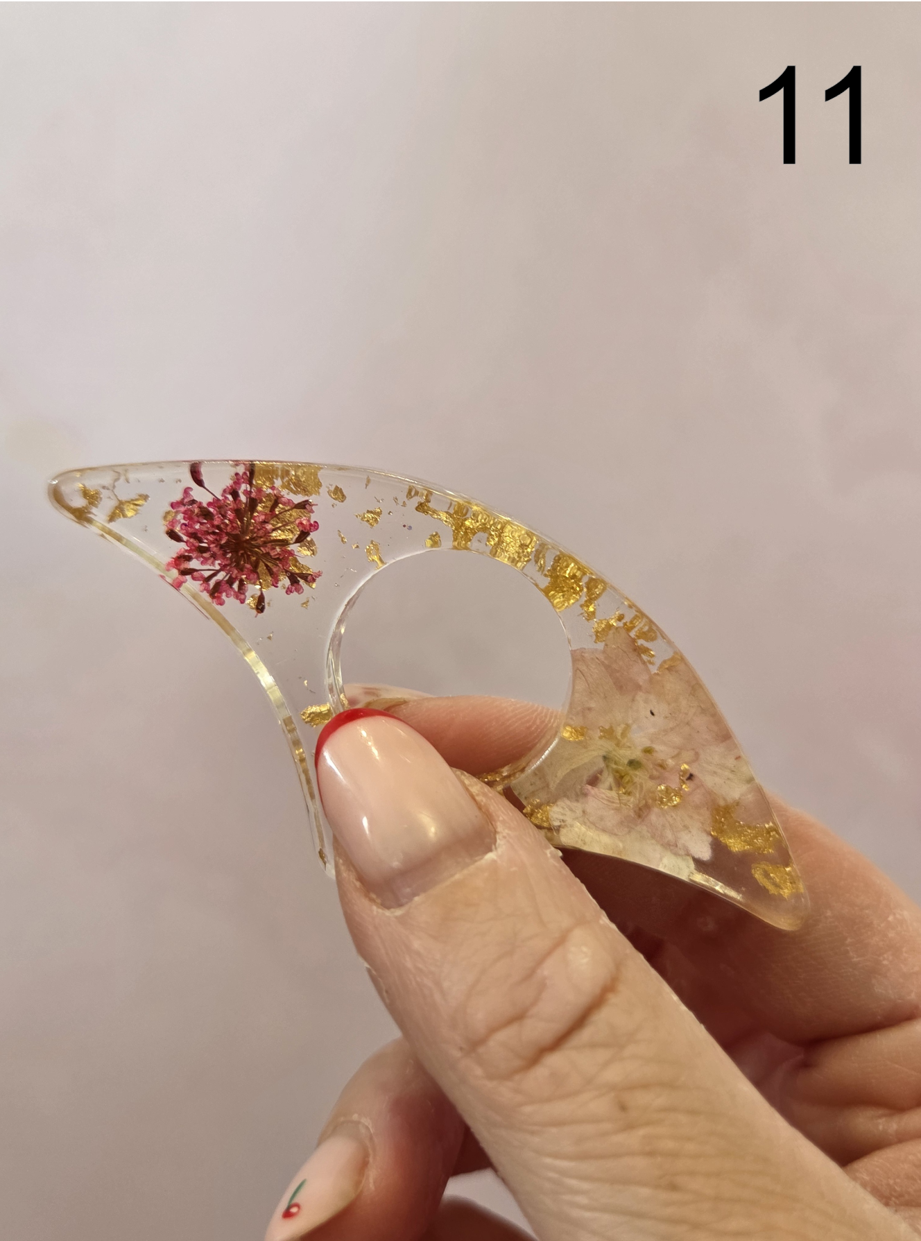 Bague de lecture fleurs séchées & dorée