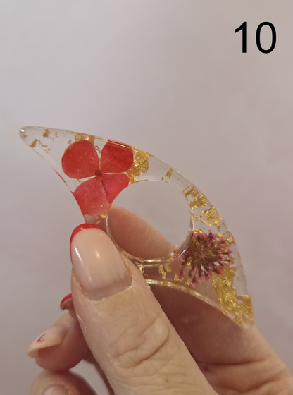 Bague de lecture fleurs séchées & dorée