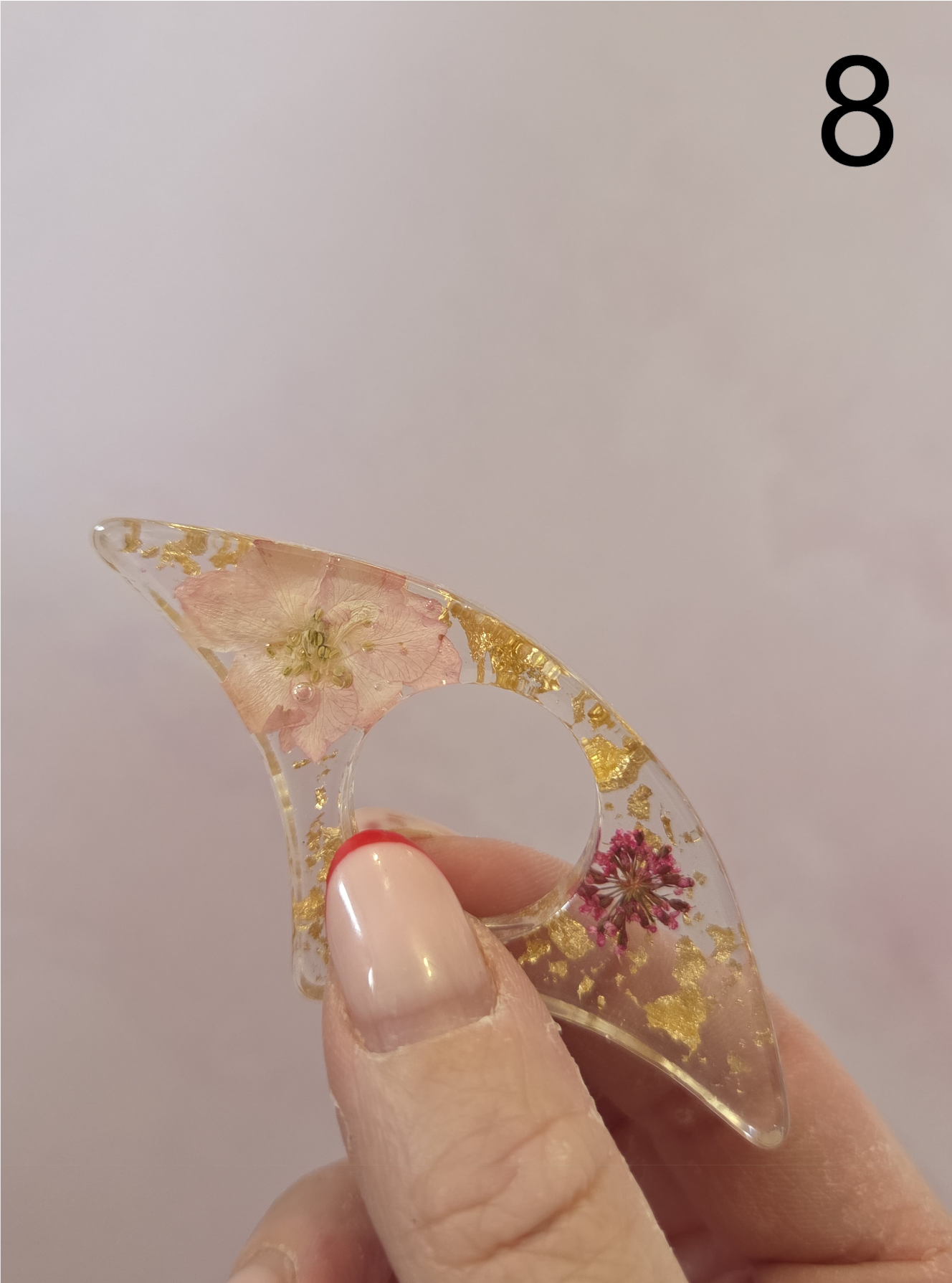 Bague de lecture fleurs séchées & dorée