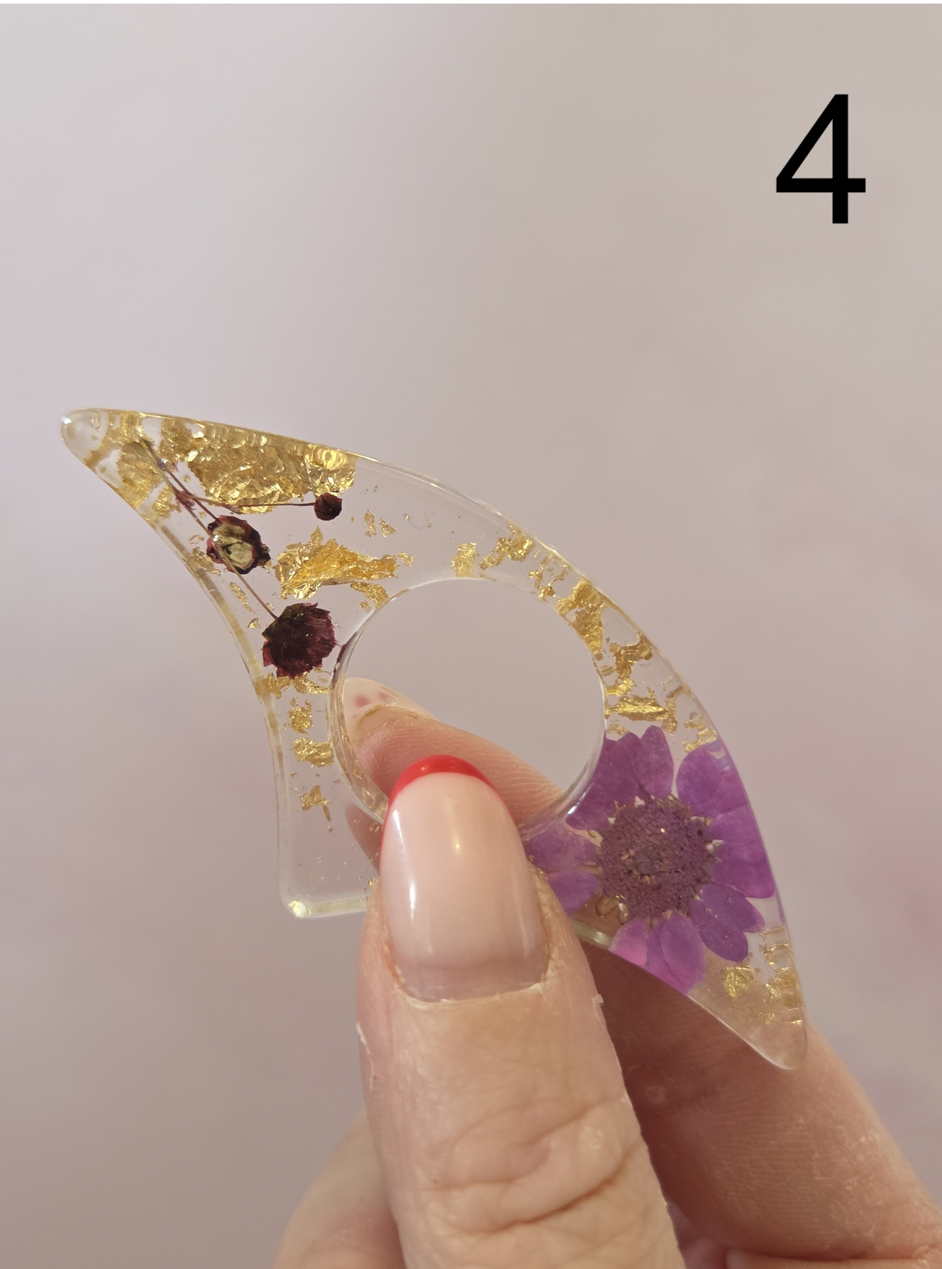 Bague de lecture fleurs séchées & dorée