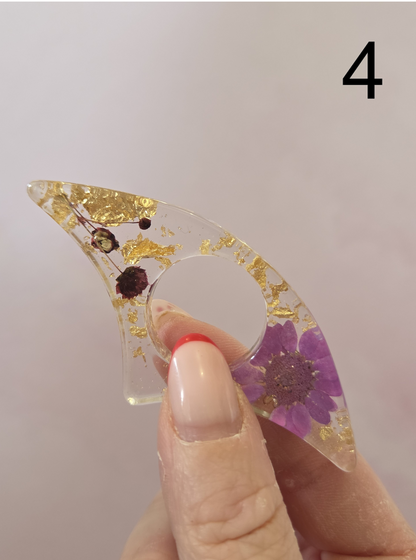 Bague de lecture fleurs séchées & dorée