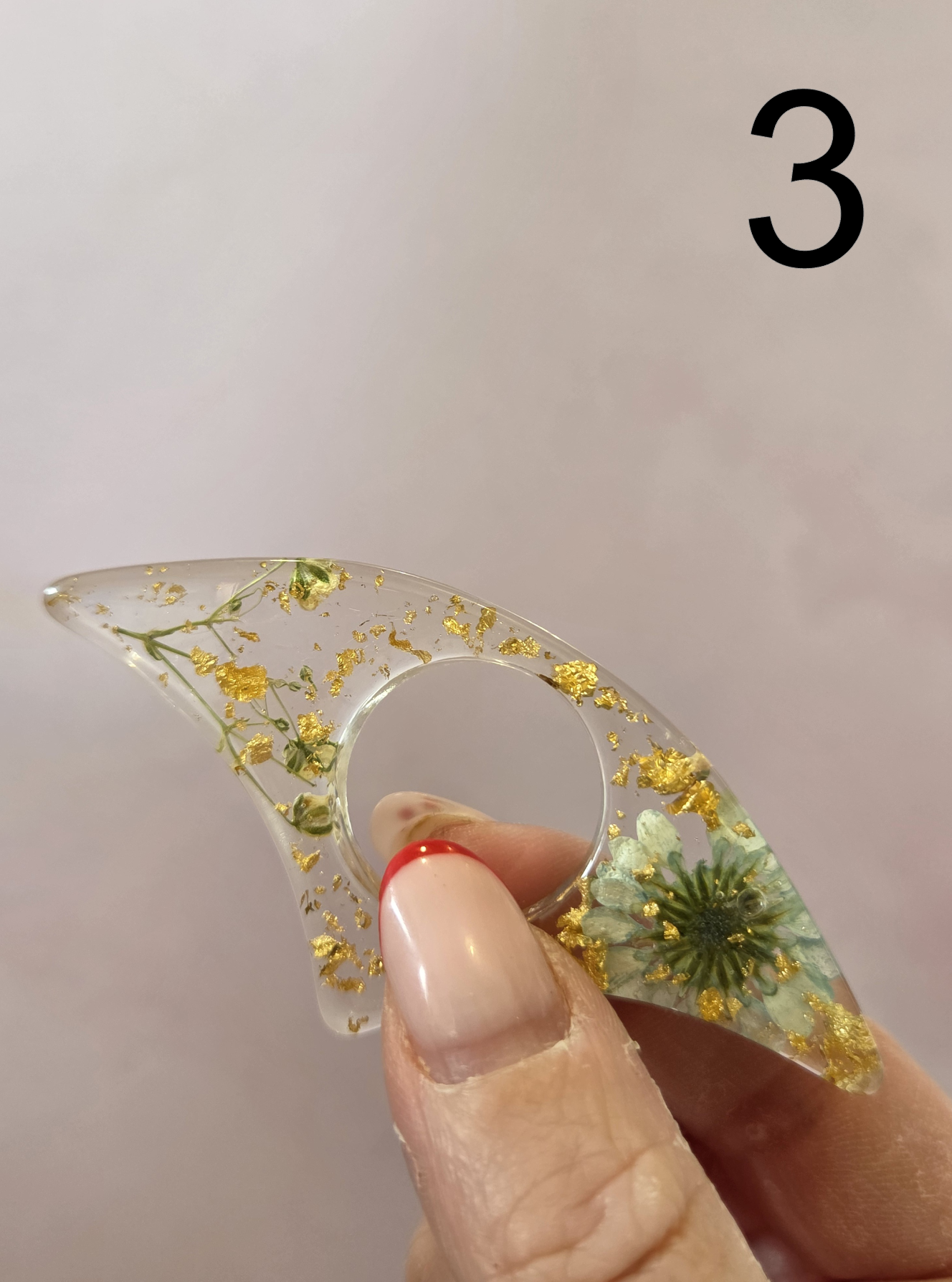 Bague de lecture fleurs séchées & dorée