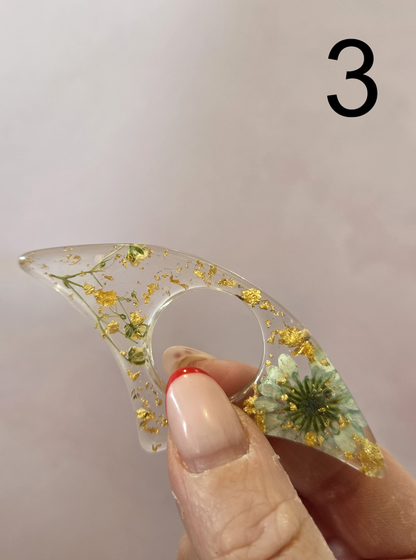 Bague de lecture fleurs séchées & dorée