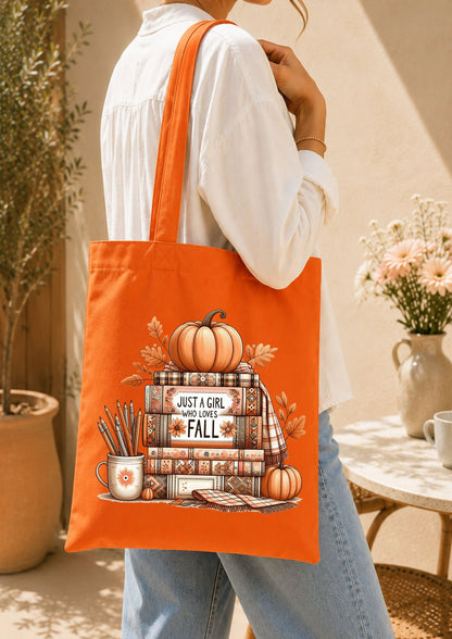 Totebag citrouille & livres d'automne