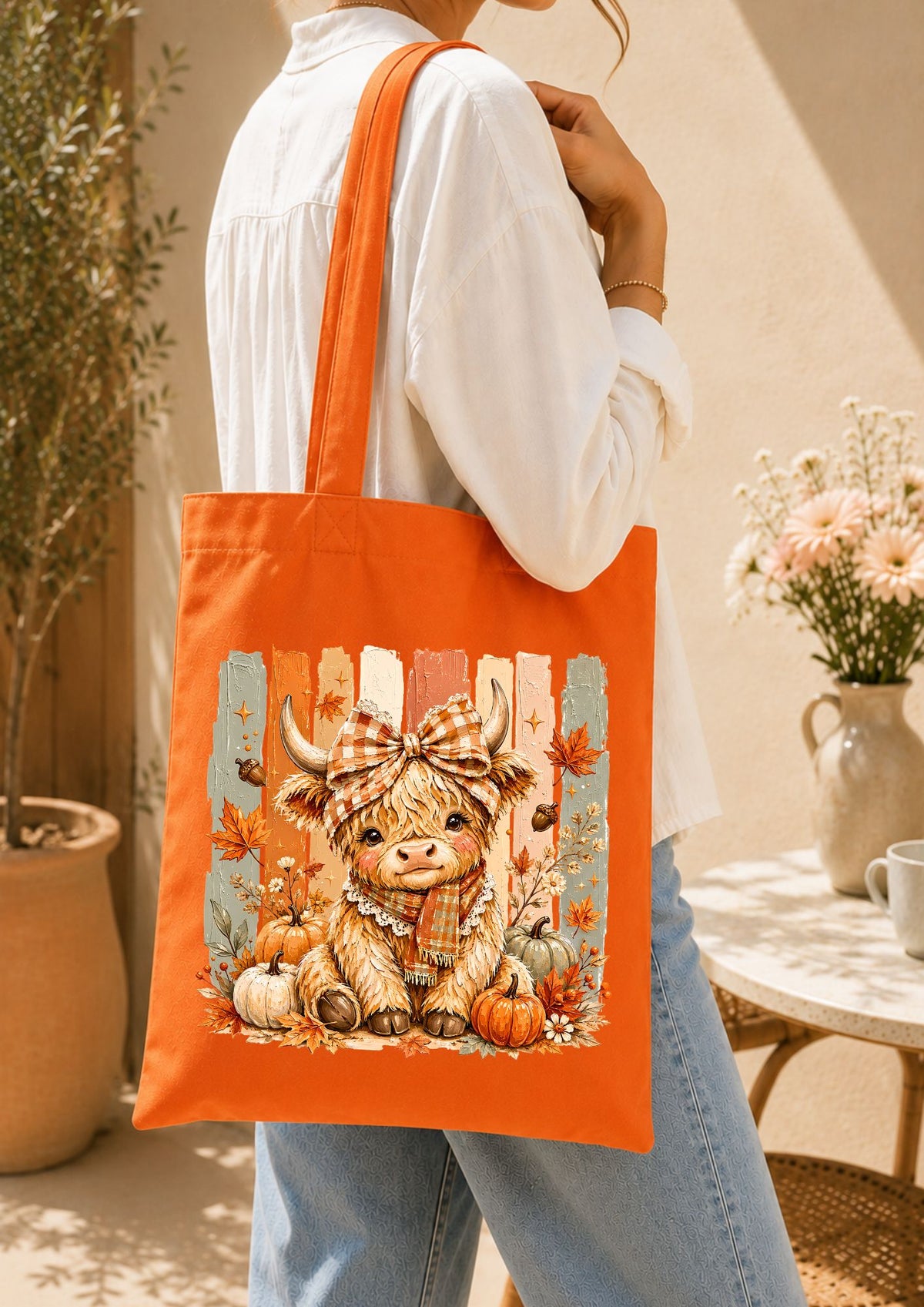 Totebag petite vache d'automne