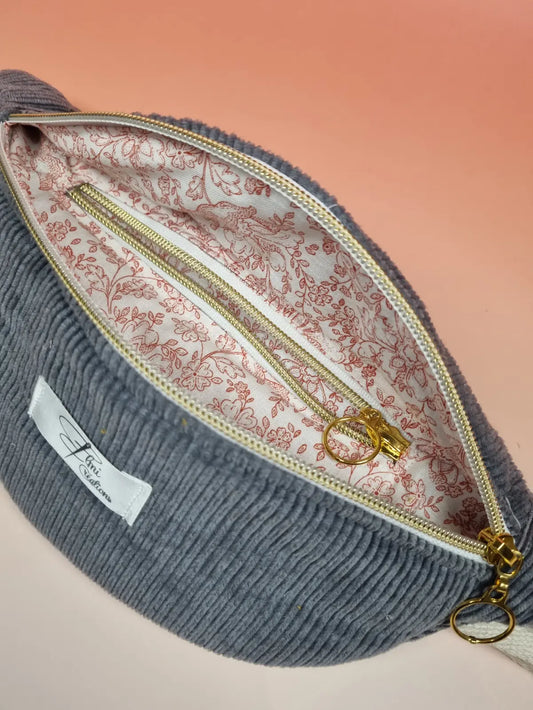 Sac banane velours gris