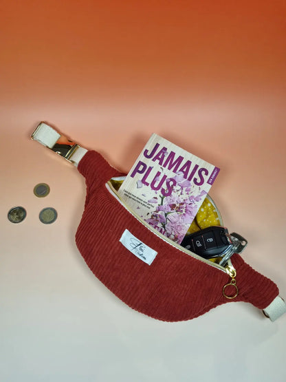 Sac banane velours rouille