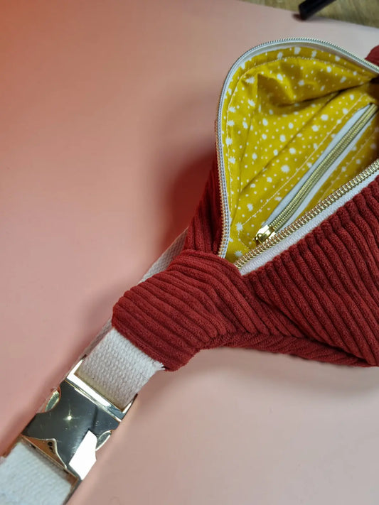 Sac banane velours rouille