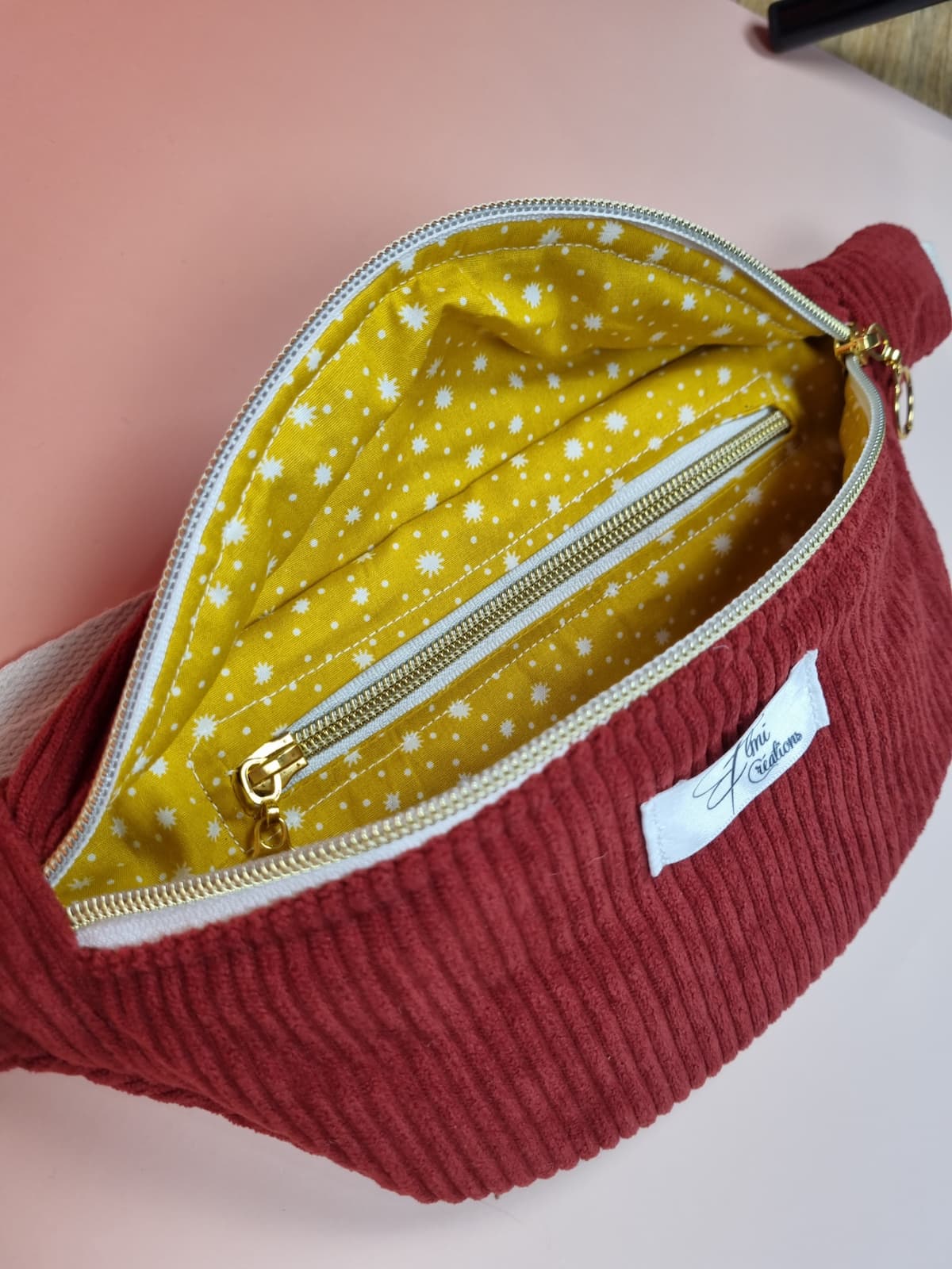 Sac banane velours rouille